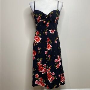 AUW Red and Orange  floral Midi Sundress